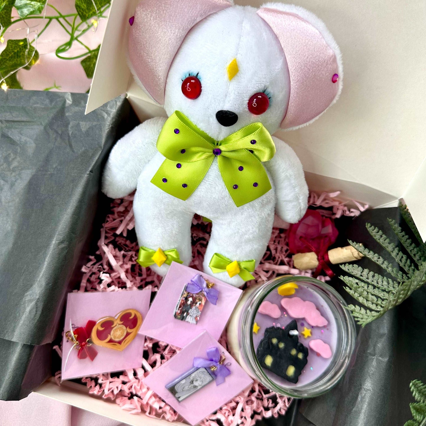 Box cadeau pour magical girls Vanilla Sugar Sugar Rune avec peluche, porte-clé, bougie et coeur