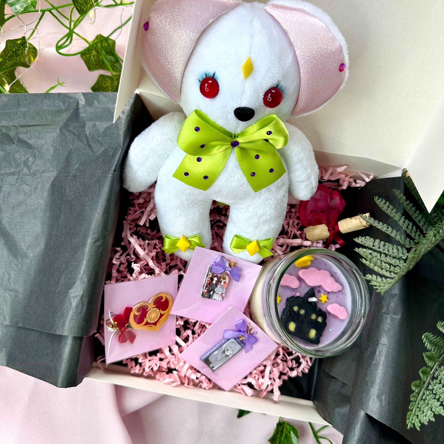 Box cadeau pour magical girls Vanilla Sugar Sugar Rune avec peluche, porte-clé, bougie et coeur